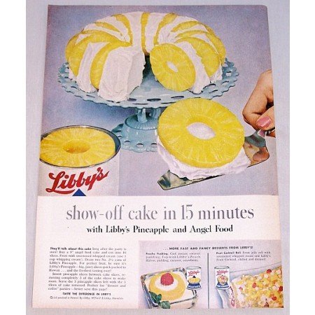 1956 Libby's Pineapple and Angel Food Cake Color Print Ad