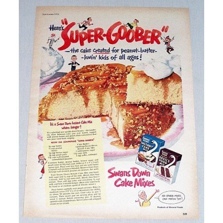 1952 Swans Down Cake Mixes Color Print Ad - Super-Goober