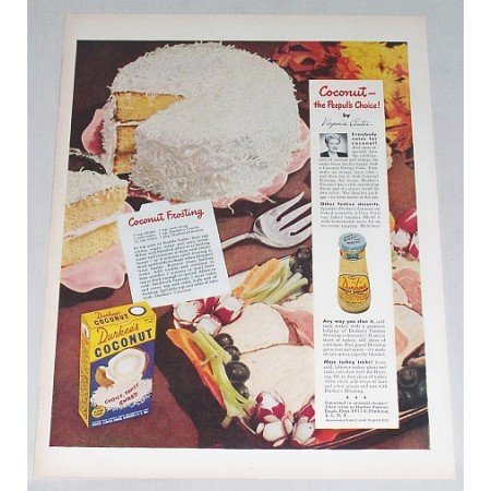 1948 Durkee's Coconut Coconut Frosting Recipe Color Print Ad