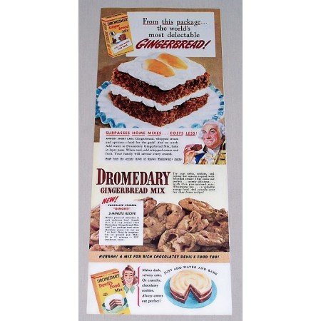 1942 Dromedary Gingerbread Mix Gingies Recipe Color Print Ad