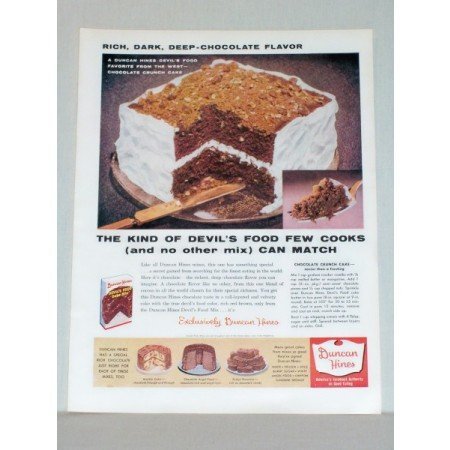 1957 Duncan Hines Devil's Food Cake Mix Color Print Ad