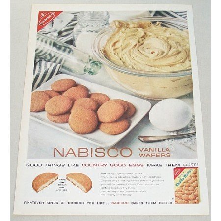 1960 Nabisco Vanilla Wafers Color Print Ad