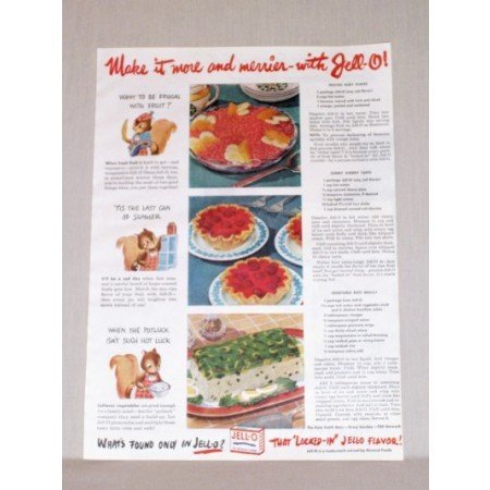 1945 Jello Gellatin Color Print Ad - Make it More And Merrier