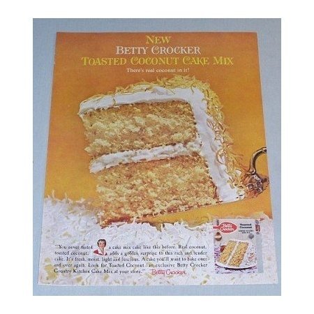 1960 Betty Crocker Toasted Coconut Country Cake Color Print Ad