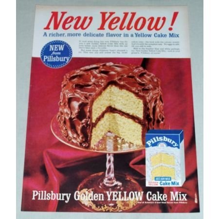 1956 PILLSBURY Golden Yellow Cake Mix Color Print Ad