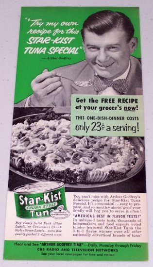 1952 Star Kist Chunk Style Tuna Vintage Food Print Ad Celebrity Arthur Godfrey