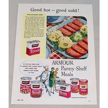 1953 Armour Treet Canned Meat Color Print Ad