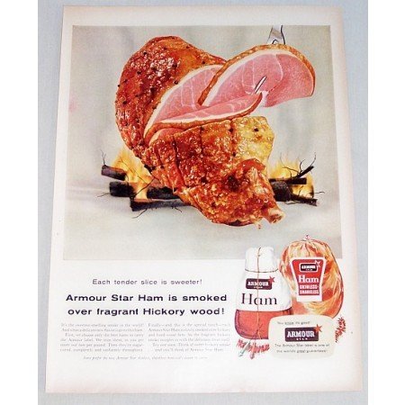 1955 Armour Star Ham Color Print Food Ad