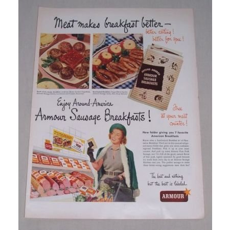 1949 Armour Sausage Breakfast Color Print Ad
