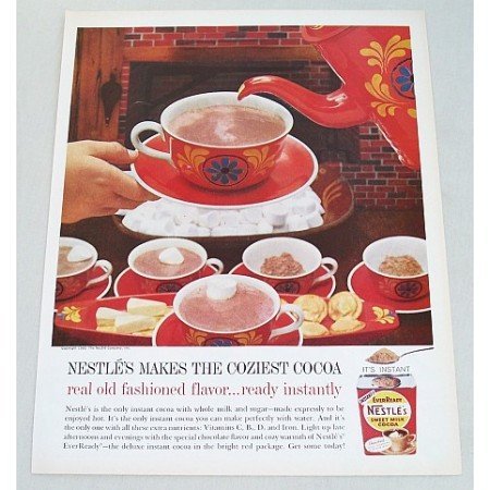 1960 Nestle's Milk Cocoa Color Print Ad - Coziest Cocoa