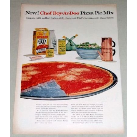 1956 Chef Boy-Ar-Dee Pizza Pie Mix Color Print Ad