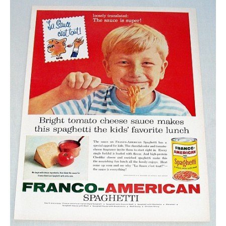 1960 Franco American Spaghetti Color Print Ad - Sauce is Super