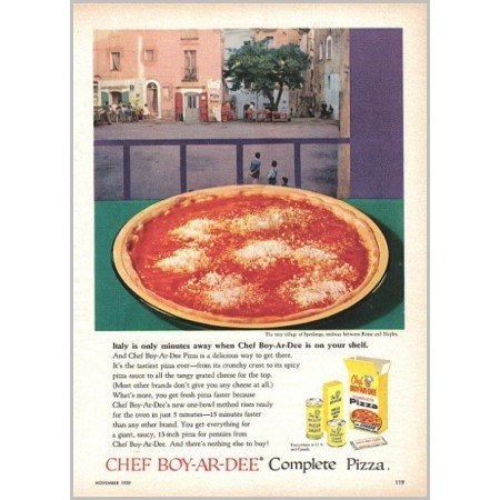 1959 Chef Boy-Ar-Dee Pizza Mix Sperlonga Color Print Ad