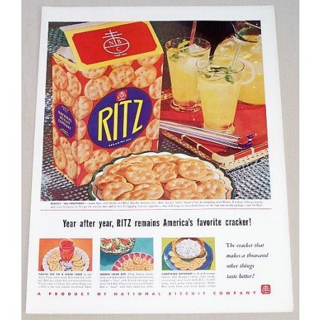 1939 Ritz Crackers Color Print Ad - Year After Year