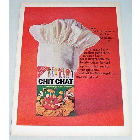 1964 Nabisco Chit Chat Barbecue Crackers Color Print Ad