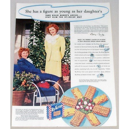 1942 Ry-Krisp Crisp Toast Color Print Ad Celebrity Billie Burke