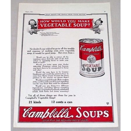 1923 Campbell's Vegetable Soup Color Print Ad