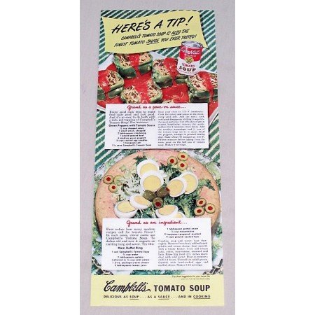 1949 Campbell's Tomato Soup Ham Buffet Ring Recipe Color Print Ad