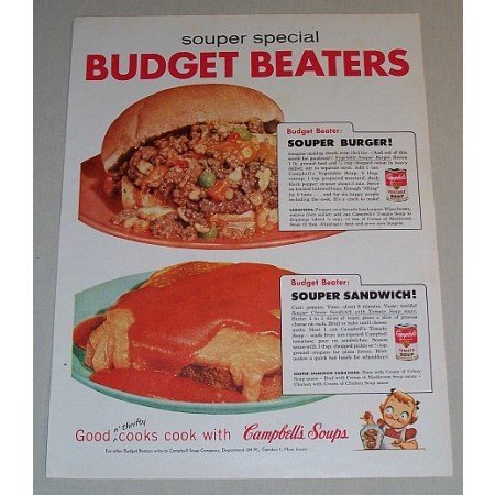 1958 Campbell's Soup Color Print Ad - Budget Beaters