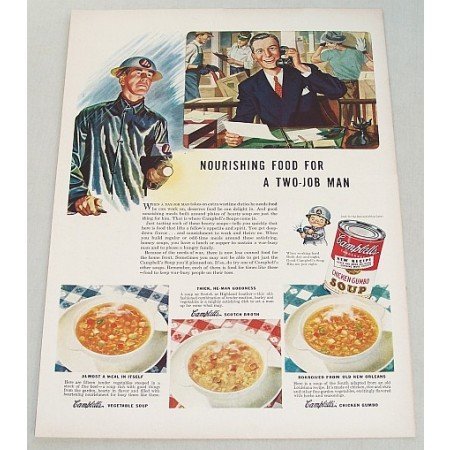 1943 Campbell's Chicken Gumbo Soup Color Print Ad