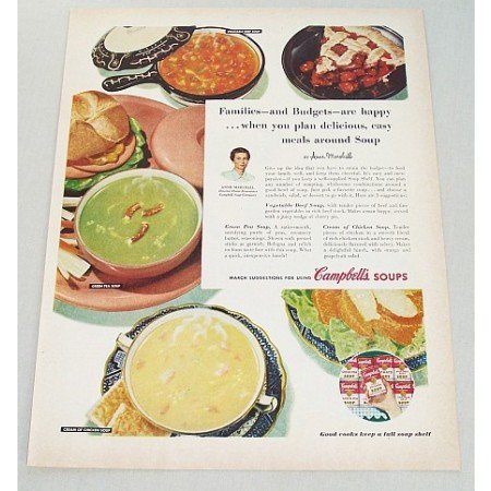 1954 Campbell's Soups Color Print Ad - Families and Budgets