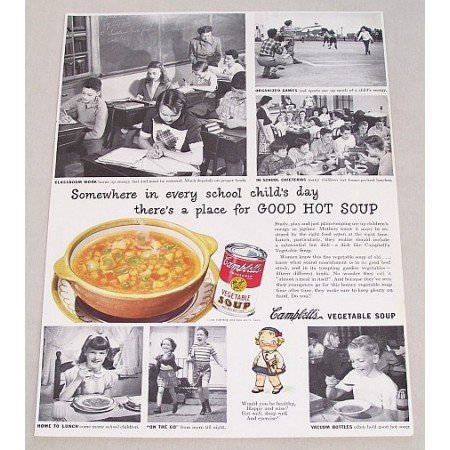 1948 Campbell's Vegetable Soup Print Ad - School Child's Day