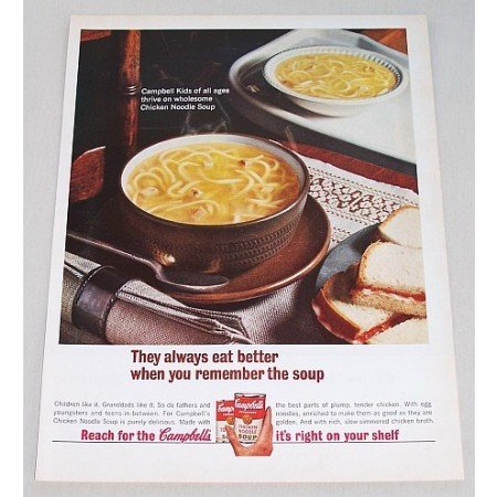 1962 Campbell's Chicken Noodle Soup Color Print Ad