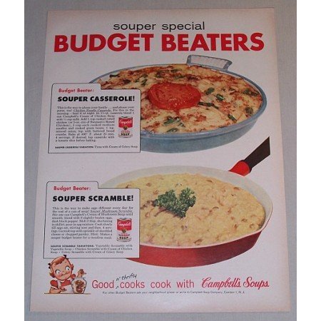 1958 Campbell's Soup Color Print Ad - Budget Beaters