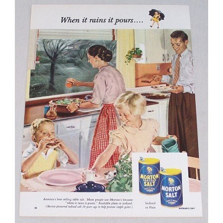1953 Morton Salt Nice Kitchen Art Color Print Ad