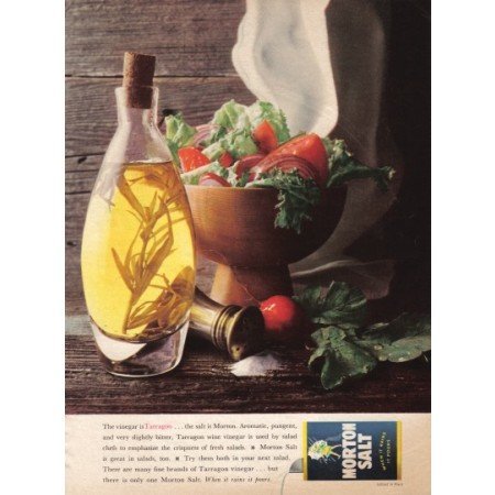 1962 Morton Salt Tarragon Vinegar Salad Color Print Ad