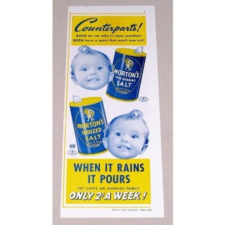 1941 Morton's Salt Color Print Ad - Counterparts!