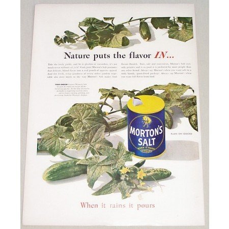 1947 Morton's Salt Color Art Print Ad - Nature Puts The Flavor In