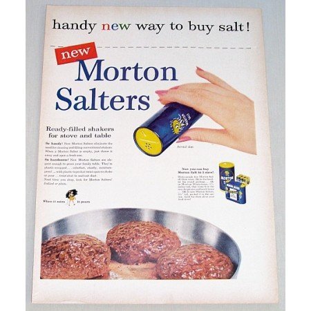1955 Morton Salt Ready Filled Shaker Color Art Print Ad