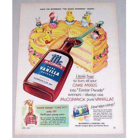 1954 McCormick Vanilla Extract Color Art Print Ad - Magic Spoonful