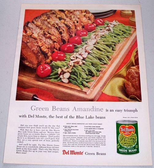 1957 Del Monte Green Beans Color Print Ad