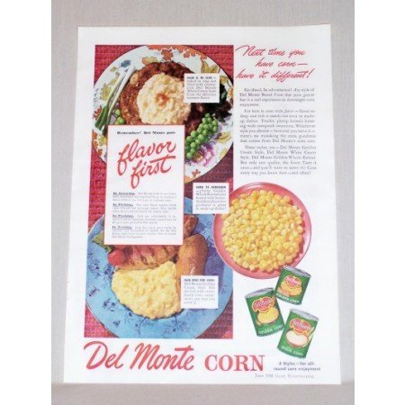 1945 Del Monte Corn Color Print Ad - Flavor First