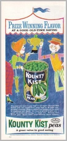 1960 Kountry Kist Peas Color Art Print Ad - Prize Winning Flavor