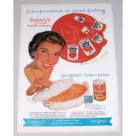 1952 Stokely's Van Camps Pork And Beans Color Print Ad