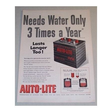 1955 Auto Lite Sta-Ful Battery Vintage Color Print Ad