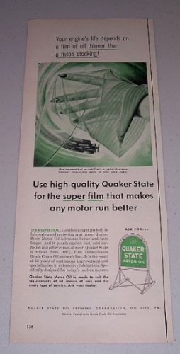 1954 Quaker State Motor Oil Vintage Color Print Ad