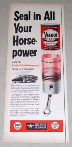1953 Veedol Motor Oil Vintage Color Print Ad - Seal In Horsepower