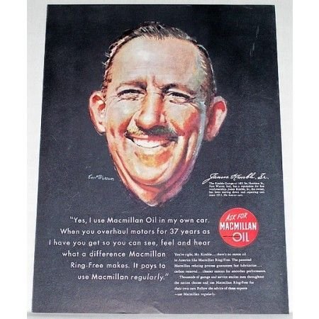 1948 Macmillan Oil Earl Blossom Art Vintage Color Print Ad
