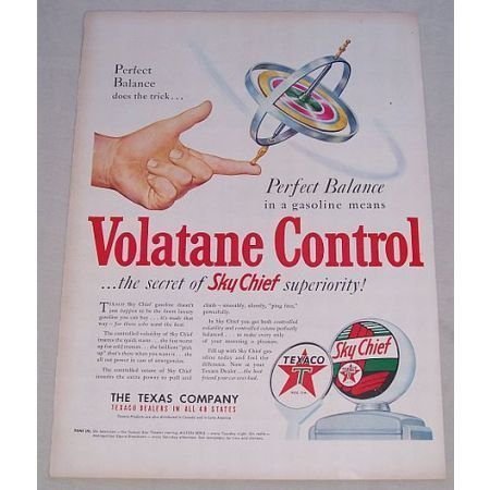 1950 Texaco Sky Chief Gasoline Vintage Art Color Print Ad - Perfect Balance