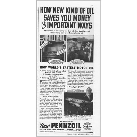 1935 Pennzoil Motor Oil Vintage Print Ad - New Kind Of Oil