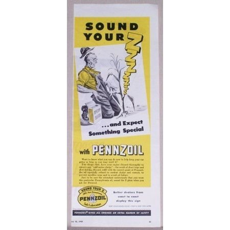 1945 Pennzoil Motor Oil Vintage Color Print Ad - Speedy Seeds