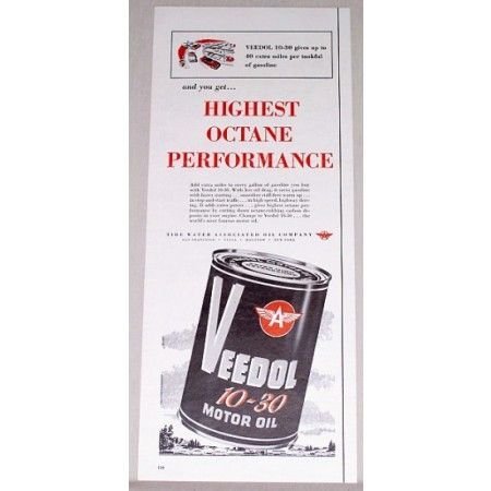 1955 Veedol Flying A 10-30 Motor Oil Vintage Color Print Ad
