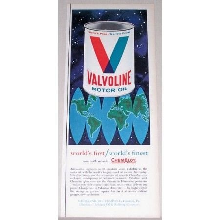 1962 Valvoline Motor Oil Vintage Color Print Ad - World's First