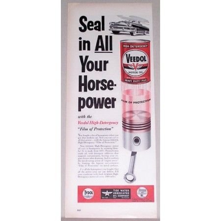 1955 Veedol Motor Oil Vintage Color Print Ad - Seal In Your Horsepower