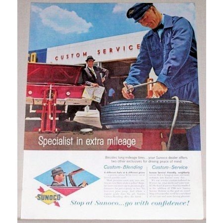 1961 Sunoco Dealer Vintage Color Print Ad - Specialist Extra Mileage