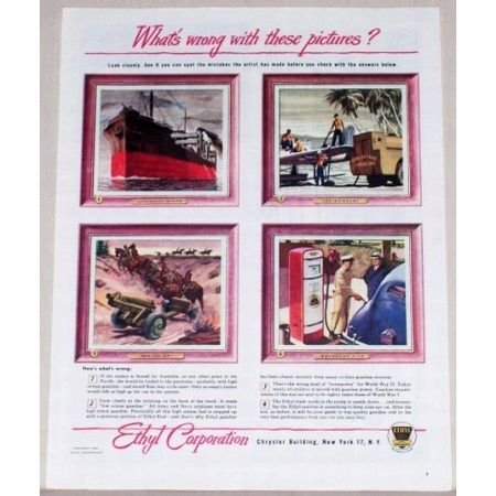 1945 Ethyl Corp. Vintage Color Print Ad - Whats Wrong With These Pictures?